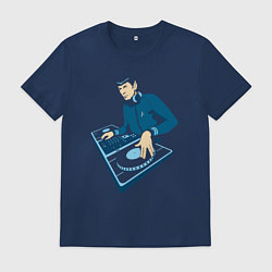 Футболка хлопковая мужская Диджей Спок, цвет: тёмно-синий