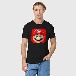 Футболка хлопковая мужская Марио лого, цвет: черный — фото 2