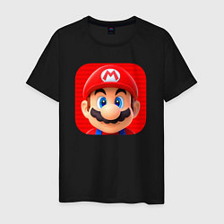 Футболка хлопковая мужская Марио лого, цвет: черный