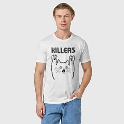 Футболка хлопковая мужская The Killers - rock cat, цвет: белый — фото 2