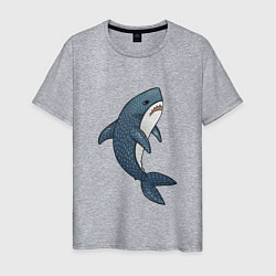 Футболка хлопковая мужская Недовольная плюшевая акула, цвет: меланж