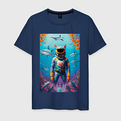 Футболка хлопковая мужская Sharkman - neural netvork, цвет: тёмно-синий