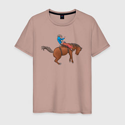Футболка хлопковая мужская Наездник и конь вместе, цвет: пыльно-розовый
