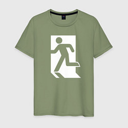 Футболка хлопковая мужская Аварийный выход, цвет: авокадо