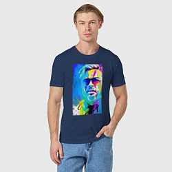 Футболка хлопковая мужская Brad Pitt - sketch - pop art, цвет: тёмно-синий — фото 2