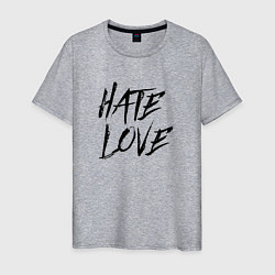 Футболка хлопковая мужская Hate love Face, цвет: меланж