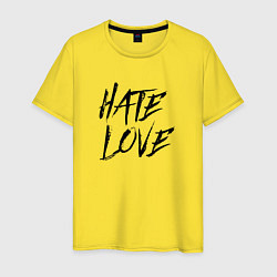 Футболка хлопковая мужская Hate love Face, цвет: желтый