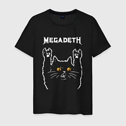 Футболка хлопковая мужская Megadeth rock cat, цвет: черный