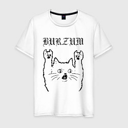 Футболка хлопковая мужская Burzum - rock cat, цвет: белый
