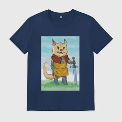 Футболка хлопковая мужская Боевой котэ, цвет: тёмно-синий