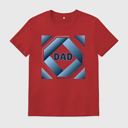 Футболка хлопковая мужская Папа, текст в ромбе, цвет: красный