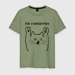 Футболка хлопковая мужская The Cranberries - rock cat, цвет: авокадо