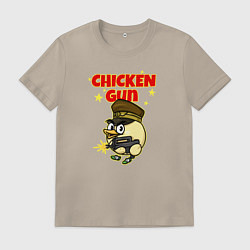 Футболка хлопковая мужская Chicken Gun - игра, цвет: миндальный