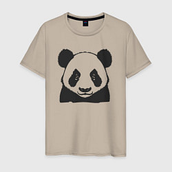 Футболка хлопковая мужская Панда китайский медведь, цвет: миндальный