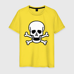 Футболка хлопковая мужская Классическая черепушка, цвет: желтый