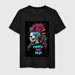 Футболка хлопковая мужская Punks not dead, цвет: черный