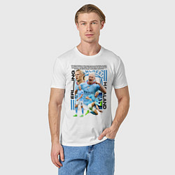 Футболка хлопковая мужская Холанд Эрлинг, цвет: белый — фото 2