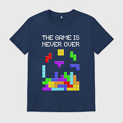 Футболка хлопковая мужская Tetris - the game is never over, цвет: тёмно-синий