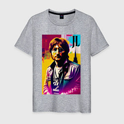 Футболка хлопковая мужская John Lennon - world legend, цвет: меланж