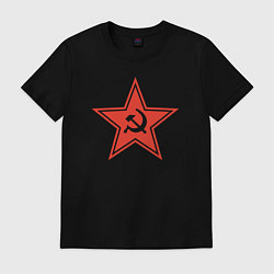 Футболка хлопковая мужская USSR star, цвет: черный