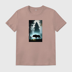 Футболка хлопковая мужская Лесник и волк, цвет: пыльно-розовый