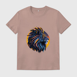 Футболка хлопковая мужская Африканский лев, цвет: пыльно-розовый
