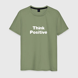 Футболка хлопковая мужская Think positive, цвет: авокадо