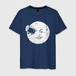 Футболка хлопковая мужская Путешествие на Луну, цвет: тёмно-синий