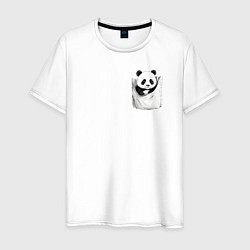 Футболка хлопковая мужская Панда в кармане, цвет: белый