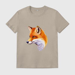 Футболка хлопковая мужская Лисичка красавица, цвет: миндальный