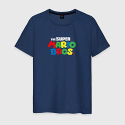 Футболка хлопковая мужская The Super Mario Bros Братья Супер Марио, цвет: тёмно-синий
