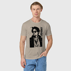 Футболка хлопковая мужская Johnny Depp - graphics, цвет: миндальный — фото 2