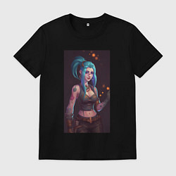 Футболка хлопковая мужская Arcane league of legends Jinx, цвет: черный