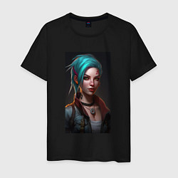 Футболка хлопковая мужская League of legends Jinx, цвет: черный