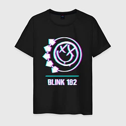 Футболка хлопковая мужская Blink 182 glitch rock, цвет: черный