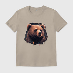 Футболка хлопковая мужская Потапыч, цвет: миндальный