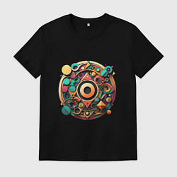 Футболка хлопковая мужская Геометрия круга, цвет: черный