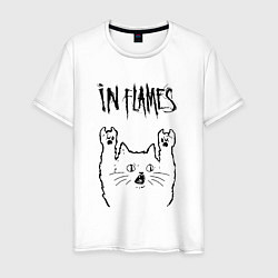 Футболка хлопковая мужская In Flames - rock cat, цвет: белый