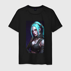 Футболка хлопковая мужская Fantasy Jinx Arcane League of Legends, цвет: черный