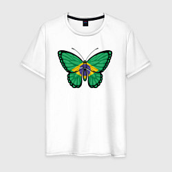 Футболка хлопковая мужская Бразилия бабочка, цвет: белый
