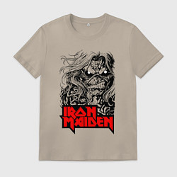 Футболка хлопковая мужская Iron Maiden eyes, цвет: миндальный