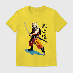 Футболка хлопковая мужская Бусидо - кодекс самурая - тигр, цвет: желтый