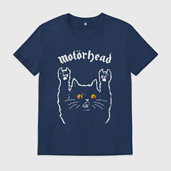 Футболка хлопковая мужская Motorhead rock cat, цвет: тёмно-синий