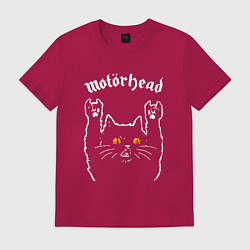 Футболка хлопковая мужская Motorhead rock cat, цвет: маджента