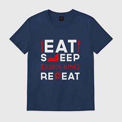 Футболка хлопковая мужская Надпись eat sleep Elden Ring repeat, цвет: тёмно-синий