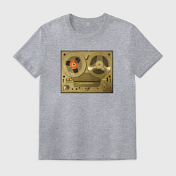 Футболка хлопковая мужская Ретро магнитофон, цвет: меланж