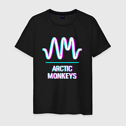 Футболка хлопковая мужская Arctic Monkeys glitch rock, цвет: черный