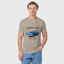 Футболка хлопковая мужская Классический автомобиль Classic american car Buick, цвет: миндальный — фото 2