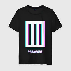 Футболка хлопковая мужская Paramore glitch rock, цвет: черный