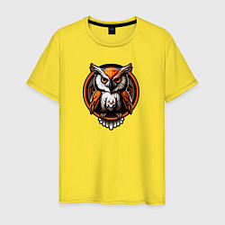 Футболка хлопковая мужская Оранжевая сова, цвет: желтый